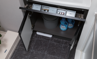 フロントポケット付洗面収納